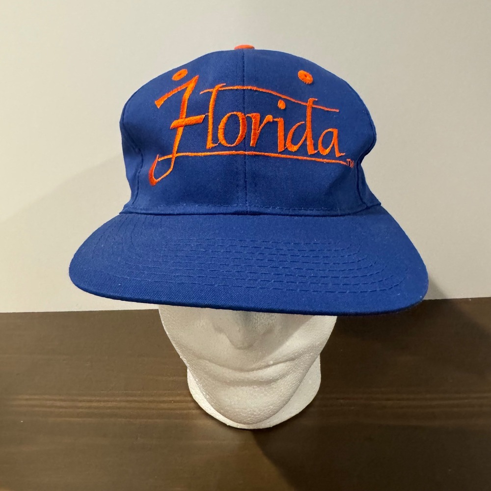 The Game Cap Florida Gators Vintage Snapback Hat Script Logo Blue Orange OSFA
